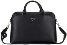 Bag Guess Grained Zipper Pocket Triangle Logo 15" Black