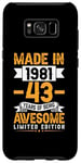 Coque pour Galaxy S8+ Made in 1981 43 Years of Being Awesome Cadeaux d'anniversaire