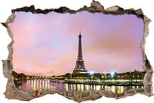 pixxp Rint 3D WD 2748 62 x 42 Tour Eiffel la Nuit Mural percée 3D Sticker Mural, Vinyle, Multicolore, 62 x 42 x 0,02 cm