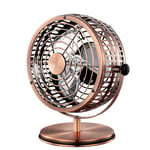 NBLYW 6-inch Antique Metal USB Desk Fan, 3 Blades Cooling Fan and Two Speed Adjustment, Portable Mini Personal Vintage Fan for Home, Office, Bedroom