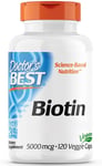Doctor'S Best, Biotin, 5000Mcg, 120 Vegan Capsules, Laboratory-Tested, Gluten Fr