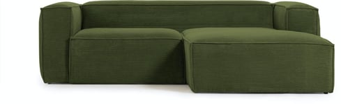 Blok, Sofa med chaiselong, Højrevendt, Fløjl by Kave Home (H: 69 cm. B: 240 cm. L: 174 cm., Grøn)