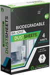 Brackit 4 Pack Biodegradable Dust Sheets, 4x5m (13x16ft), Extra-Large for Furniture and Walls, Waterproof Protectors