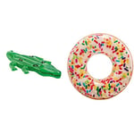Giant Gator Childrens Large Inflatable Ride On Alligator With Four Grab Handles #58562 & 56263NP Sprinkle Donut Tube Toy, Nylon/A, 39'(99cm x 25cm)