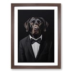 Labrador Retriever in a Suit Painting No.2 Framed Wall Art Print, Ready to Hang Picture for Living Room Bedroom Home Office, Walnut A2 (48 x 66 cm)