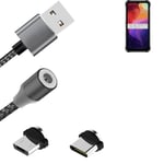 Data charging cable for Ulefone Power Armor 14 Pro with USB type C and Micro-USB
