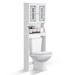 DREAMADE Meuble Dessus Toilette WC, Meuble Salle de Bain avec Étagère, Meuble Machine à Laver avec 2 Portes et Etagère Ouverte, 60X20X170CM (Blanc)
