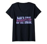 Womens Baby's First Mother's Day On The Inside , Pregnant Mom Mommy V-Neck T-Shirt