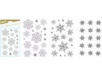 MFP papper julklistermärken, silver snöflingor 80x120mm mix pris per 1 st