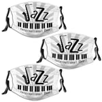 Nuberyl Jazz Day Piano Keys 3pcs Reusable Adult Face Masks Balaclava Neck Gaiter Bandana Scarf Unisex