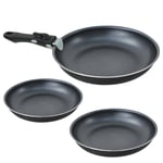 3 Piece Frying Pan Set Detachable Handle Non Stick Healthy Fry Cooking Induction
