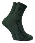 Dr Hunter 2 Pairs Mens Cotton Walking Hiking Boot Socks with Silver Technology - Dark Green - Size 6.5-8 (UK Shoe)