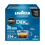 Lavazza, A Modo Mio Dek Cremoso Coffee Capsules, Decaffeinated Coffee Pods Espresso, 100% Arabica, Full and Balanced Taste, Intensity 7/10, Medium Roasting, Compostable, 16 Packs of 16 Coffee Pods