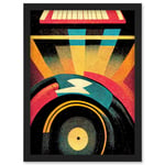 Retro Record Player DJ Decks Turntable Abstract Print Artwork Framed Wall Art Print A4