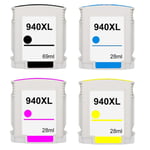 HP 940XL Set (Svart/Cyan/Gul/Magenta). Kompatibla bläckpatroner (ej HP original). 940 XL. Miljöpatroner. Fri frakt.