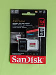 SanDisk Extreme 160MBs microSDXC Memory Card - 64GB New