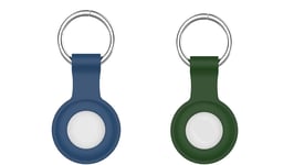 Jpex KeyRing for Apple AirTag Protector Case, Scratch Resistant, Genuine Silicone, 2-Pack (Army Green & Blue)