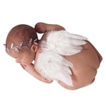 Baby White Angel Wings Headband Costume Photography Props Outfit
