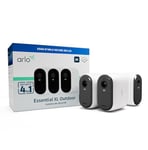 Arlo Essential 2 2K XL, Caméra de Surveillance WiFi Extérieure Sans Fil, Autonomie de 24 mois, Vision Nocturne Couleur, Sirène et Audio Bidirectionnel, Essai Arlo Secure Inclus, 3 Caméras Blanc