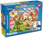 Lisciani, Maxi Puzzle pour enfants à partir de 4 ans, 108 pièces, 2 en 1 Double Face Recto / Verso avec le dos à colorier - Disney Pinocchio 31757