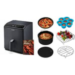 COSORI Smart Air Fryer Oven Dual Blaze 6.4L & Air Fryer Accessories Set, Fit All of Brands 5.5 L, Pack of 6 Including Cake Pan/Pizza Pan/Metal Holder/Multi-Purpose Rack with Skewers/Silicone Mat