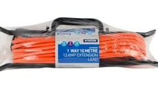 1 Way/Gang Socket 10 Meter Extension Lead Cable UK Mains Plug 13amp Orange