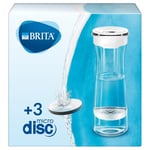 BRITA Bouteille filtrante Blanc Graphite, réduit le chlore, le plomb et autres impuretés organiques pour une eau du robinet plus pure, 3 filtres MicroDisc inclus