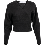 Mohair Cross-Over Sweater - Black