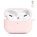 AKABEILA Airpods Pro Case Cover for AirPods Pro 2019 Liquid Silicone Shockproof Case Protective Soft Skin Cover [Front LED Visible] [Support Wireless Charging] with Carabiner, Pink