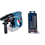 Bosch Professional 18V System GBH 18V-21 Cordless Rotary Hammer (max. Impact Energy 2 J, in Carton) + 5X Expert SDS plus-7X Hammer Drill Bit Set (for Reinforced Concrete, Ø 5-10 mm)