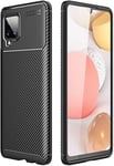 PIXFAB For Samsung Galaxy A12 Case, [Slim Fit] Brushed Shockproof Carbon Fibre [Protective Case] Cover, Gel Rubber Phone Case For Samsung Galaxy A12 SM-A125F (6.5") - Black