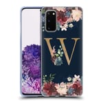 Official Nature Magick Letter W Floral Monogram Gold Navy 2 Soft Gel Case Compatible for Samsung Galaxy S20 / S20 5G