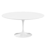 Knoll - Saarinen Round Table - Matbord Ø 152 cm Vitt underrede skiva i Vit laminat - Matbord