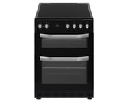 New World NWMID63CB 60cm Twin Cavity Double Black Electric Cooker