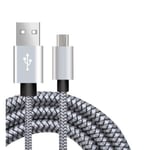 Micro-USB Textilkabel 1 m, Silver
