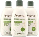 Aveeno Daily Moisturising Body Wash Bundle, 3 x 500 ml, Brown