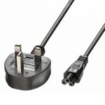 Black C5 Power Cable Cloverleaf For LG TV UK Lead 2m/6.5ft