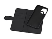 Deltaco - Vikbart Fodral För Mobiltelefon - 2-In-1 , Magnetic - Magsafe-Kompatibilitet - Konstläder, Pu-Läder (Termoplastisk Polyuretan + Polykarbonat) - Svart - För Apple Iphone 16