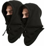2 st dubbellagers tjock balaclava, tjock fleece-mössa, vindtät och varm huva, skidmask, halsvärmare för män och kvinnor