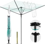 Rotary Airer 4 Arm Clothes Garden Washing Line Dryer 50M Folding Free Spike