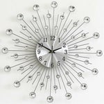 Gabrielle - Horloge Murale Mode Diamant Silent Tickless Chiffre Arabe Horloge Argent Grande Horloge Murale pour Salon, Chambre, Cuisine, Décoration