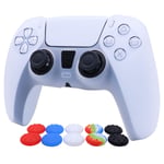 Pink PS5 Controller Skins RALAN,Silicone Controller Cover Skin Protector Compatible For PS5 Controller (Thumb Grip x 10 ,Red+ Blue+Green+White+Colorful /2) (White)