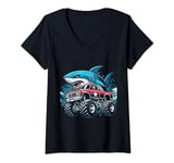 Womens Monster Truck Shark Men Women Kids Cool V-Neck T-Shirt