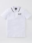 EA7 Emporio Armani Boys Core ID Jersey Polo Shirt - White, White, Size 10 Years