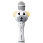 Lenco BMC-060 Microphone karaoké pour Enfants - Bluetooth V5.0 - avec Support pour Smartphone - 5 W RMS - Effets Lumineux LED - Batterie intégrée 1200 mAh - Android et iOS - Blanc