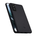 PITAKA Ultra Thin Phone Case for Samsung Galaxy S21 Plus 6.7-inch [Air Case] 600D Premium Aramid Fibre Minimalist Phone Cover, Carbon Fibre Look - Black/Grey(Twill)