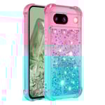 SKALO Google Pixel 8a Kvicksand Glitter Hjärtan TPU-skal - Rosa- multifärg