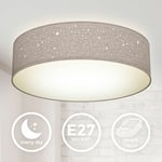 B.K.LICHT B.k.licht - plafonnier tissu taupe avec décor étoile, éclairage plafond chambre, salon, salle à manger, 2 douilles E27 pour ampoules de 40W max, Ø38cm