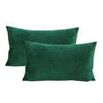 VAKADO Green Lumbar Velvet Soft Solid Cushion Covers Decorative Rectangle Cozy Throw Pillow Covers Home Decor for Living Room Couch Sofa Car 12"x20" Set of 2