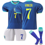 24-25 Brasilien borta barn fotbollströjor set fotbollskläder nr 7 Vinicius VINI JR 18